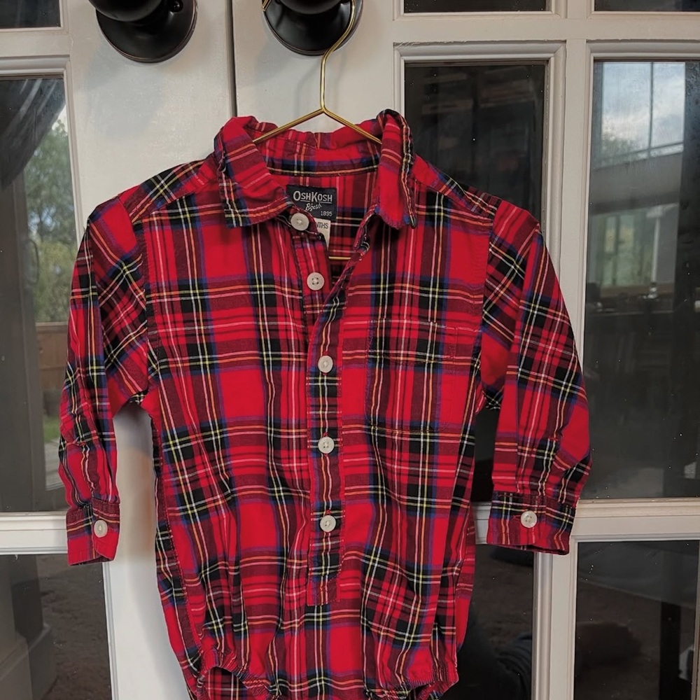 OshKosh B'gosh Kids Red and Black Plaid Bodysuit